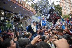 La Paz, Bolivia. 3rd Feb 2020. Presidential candidate for the MAS party (Movement for Socialism) Luis Arce leaves the Supreme Electoral Court in La Paz after officially registering as a candidate. He was selected by former Bolivian president Evo Morales who isn´t allowed to run in this election. Radoslaw Czajkowski