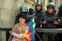 La Paz, Bolivia. 18th Nov 2019. Groups composed mostly of inidiginous people protested close to the Plaza Murillo in La Paz. On that day the protests remained peaceful. Radoslaw Czajkowski